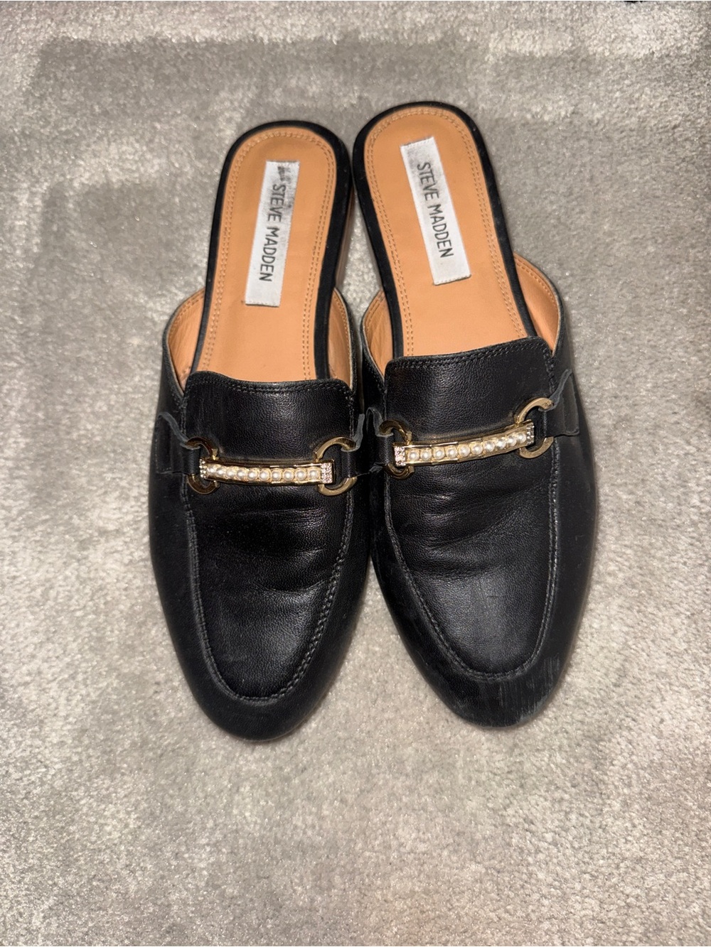 Steve Madden Black Pearl-Embellished Slip-On Mules - Picture 3 of 3